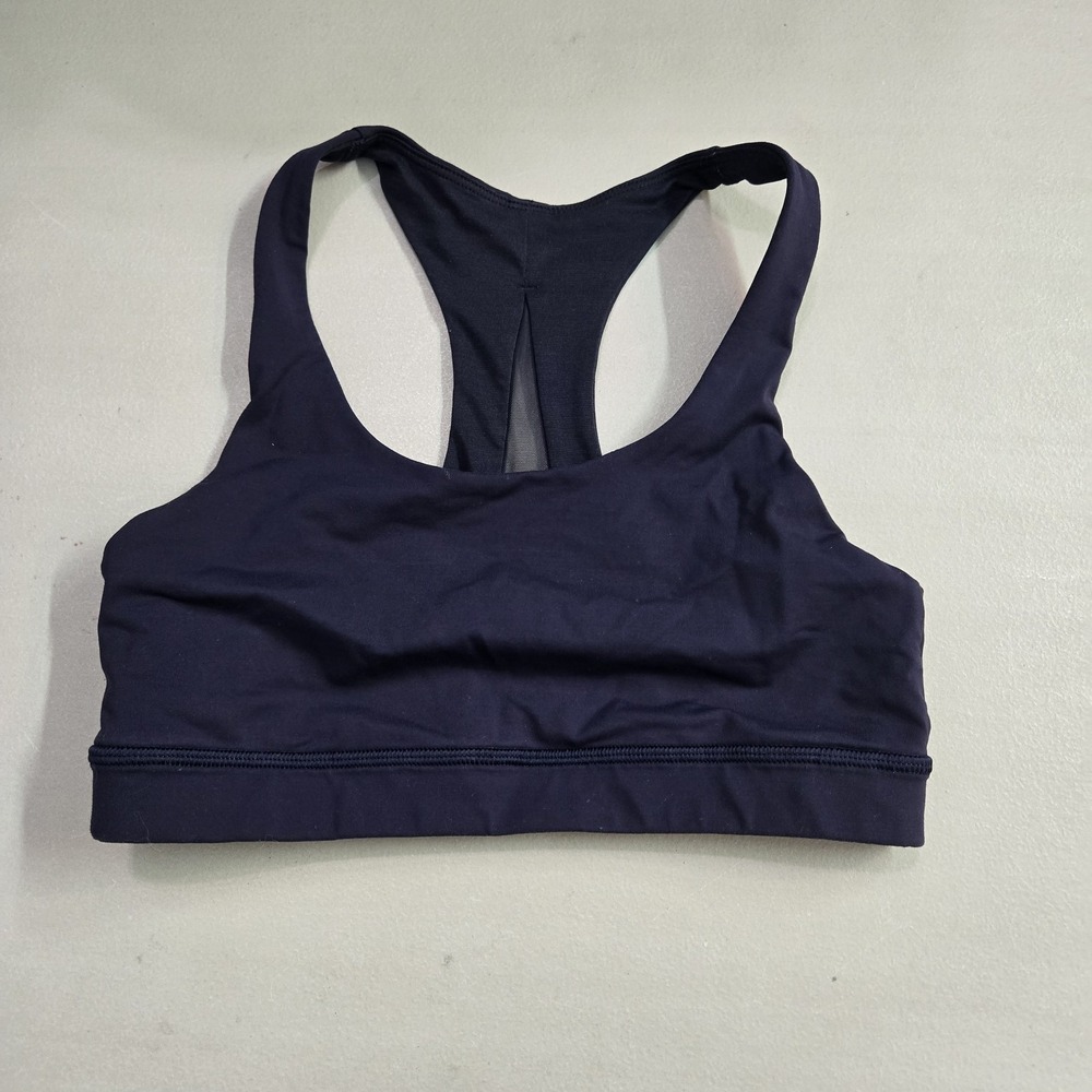 Lululemon Women Sports Bra 4 Blue Invigorate Wireless Racerback Pullover